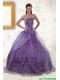 2015 Discount Purple Strapless Appliques Quinceanera Dresses