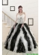 2015 Exclusive Black and White Quinceanera Dresses with Zebra and Ruffles