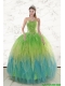 2015 New Style Beading and Ruffles Quinceanera Dresses in Multi Color