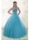 2015 New Style Sweetheart Baby Blue Quinceanera Dresses with Appliques