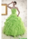 2015 Perfect Green Quinceanera Dresses with Beading and Ruffles