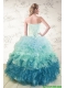 2015 Prefect Multi Color Quinceanera Dresses with Beading and Ruffles