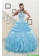 2015 Pretty Baby Blue Sweet 15 Dresses with Beading
