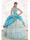 2015 Pretty Sweetheart Aqua Blue Quinceanea Dresses with Beading