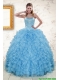 2015 Pretty Sweetheart Baby Blue Sweet 15 Dresses with Beading