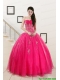 2015 Pretty Sweetheart Hot Pink Quinceanera Dresses with Beading