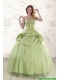 2015 Sweetheart Beading Quinceanera Dress in Yellow Green