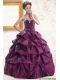 2015 Sweetheart Purple Quinceanera Dresses with Appliques and Pick Up