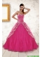2015 Sweetheart Rose Pink Quinceanera Dresses with Sequins and Appliques
