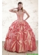Beautiful Beading and Appliques Watermelon Red Sweet 16 Dresses