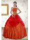 Beautiful Strapless Appliques Sweet 16 Dresses in Orange Red