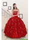 Cheap Sweetheart Appiques and Beading 2015 Quinceanera Dresses in Red