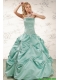 Cheap Turquoise Quinceanera Dresses with Appliques and Pick Ups