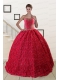 Customize Rolling Flower Beading 2015 Quinceanera Dresses in Coral Red