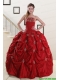 Discount Strapless Appliques Wine Red Quinceanera Dresses for 2015