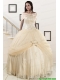 Elegant Appliques 2015 Champagne Quinceanera Dress with Wraps