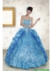 Elegant Sweetheart Embroidery Sweet 16 Dress in Blue