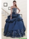Fast Delivery Embroidery and Beading Quinceanera Dresses in Navy Blue