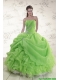 Fast Delivery Strapless Appliques Quinceanera Dresses in Spring Green