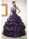 Fast Delivery Sweetheart Purple Sweet 15 Dresses with Appliques for 2015