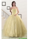 Latest Appliques Quinceanera Dress in Light Yellow For 2015