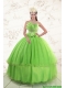 Spring Green 2015 Sweetheart Quinceanera Dresses with Beading and Bowknot