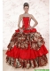 Unique Leopard Multi-color 2015 Quinceanera Dresses with Strapless