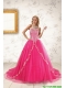 2015 Beautiful Hot Pink Quinceanera Dresses with Beading and Appliques