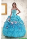 2015 Cheap Aqua Blue Appliques Quinceanera Dresses with Appliques