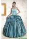 2015 Elegant Strapless Pick Ups Quinceanera Dresses in Teal