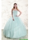 2015 Exclusive Apple Green Quinceanera Dresses with Reinstones