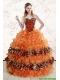 2015 Exquisite Sweetheart Leopard Quinceanera Dresses in Orange