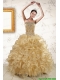 2015 Luxurious Ruffles and Beaded Quinceanera Dresses in Champange