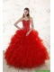 2015 Most Popular Red Quinceanera Dresses with Beading and Ruffles