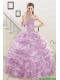 2015 Pretty Appliques and Ruffles Quinceanera Dresses in Lilac