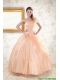 2015 Pretty One Shoulder Appliques Quinceanera Dress in Peach