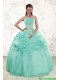 2015 Pretty Puffy Apple Green Sweet 16 Dresses with Beading