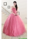 2015 Pretty Strapless Quinceanera Dresses in Rose Pink