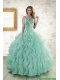 2015 Pretty Sweetheart Beading Quinceanera Dresses in Apple Green