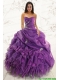 2015 Romantic Purple Ball Gown Quinceanera Dress with Appliques and Ruffles
