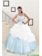 2015 White and Blue Ball Gown Quinceanera Dress with Halter