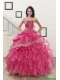 Appliques and Ruffles 2015 Hot Pink Quinceanera Gowns