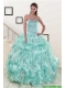 Beautiful Beading Sweet 16 Dresses in Apple Green for 2015