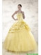Cheap Yellow Sweetheart Ball Gown Quinceanera Dresses for 2015