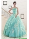 Discount Blue Quinceanera Dresses with Appliques for 2015