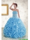 Elegant Strapless Beading and Pick Ups 2015 Quinceanera Dresses in Baby Blue