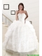 Exquisite Appliques White Brush Train Quinceanera Dresses with Appliques and Pick Ups