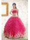 Exquisite Lace Appliques Hot Pink Quinceanera Gowns for 2015