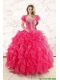 Hot Pink Ruffles and Beaded Wonderful Quinceanera Dresses for 2015