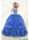 Hot Sale Beaded Royal Blue Sweet 15 Dresses with Sweep Train